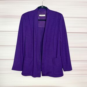 Marina Rinaldi Purple Cardigan Open Front V-neck Pockets size US 12-14